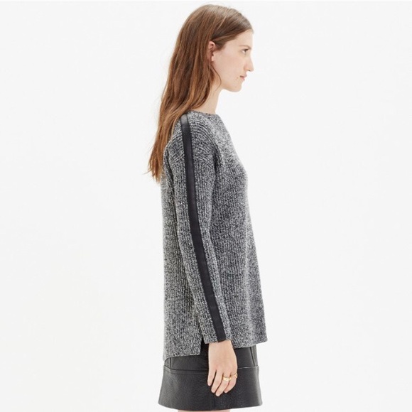 Madewell leather-stripe marled sweater - Picture 2 of 7